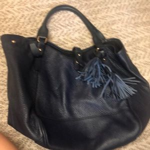 Navy leather purse